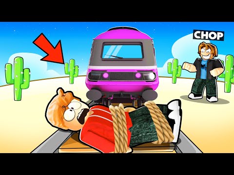 ROBLOX CHOP TIED FROSTY ONTO TRAIN TRACKS IN PAIN SIMULATOR