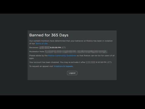 Banned On Roblox For 1 Year..
